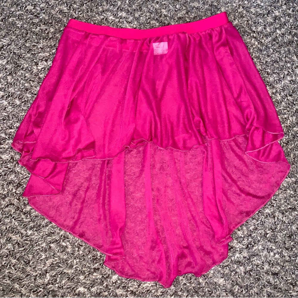 🩷🩰 Fuchsia Pink High-Low Dance Skirt Pull On Elastic Waist Ballet Skirt 🩰🩷
